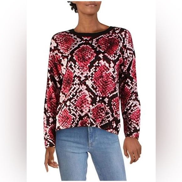 Dkny Black and Pink Graphic Long Sleeve Sweater - Picture 1 of 8